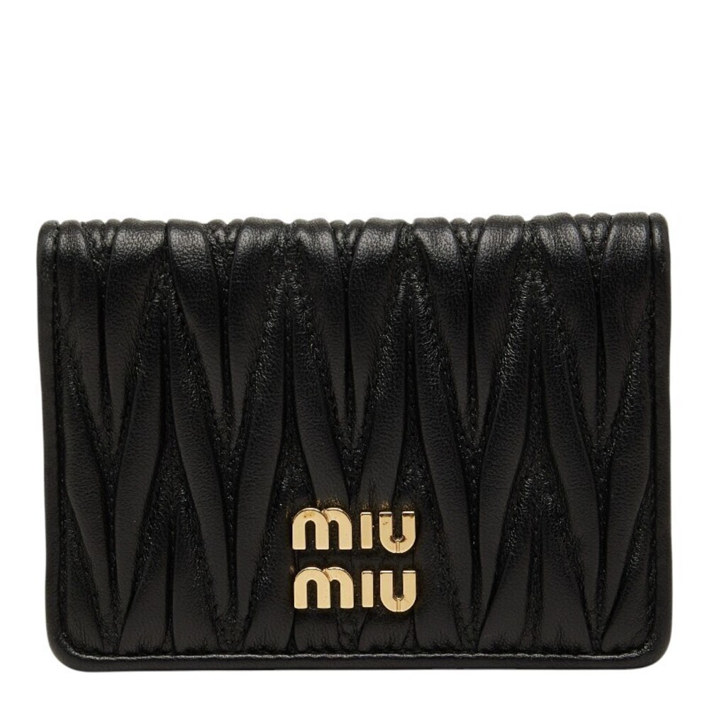 Miu Miu matelasse nappa leather wallet quilted Black